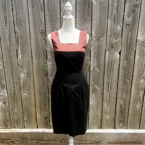 Vintage Laura Ashley Black and Pink Women's Dress size 2-4 linen blend